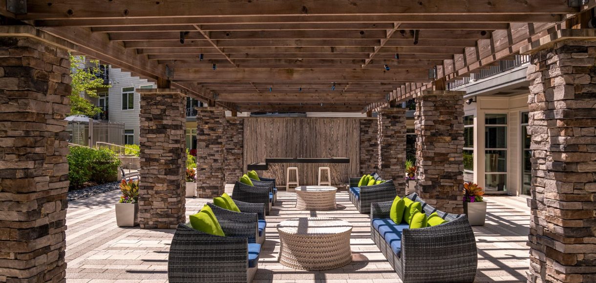 Comfortable seating under the pavilion