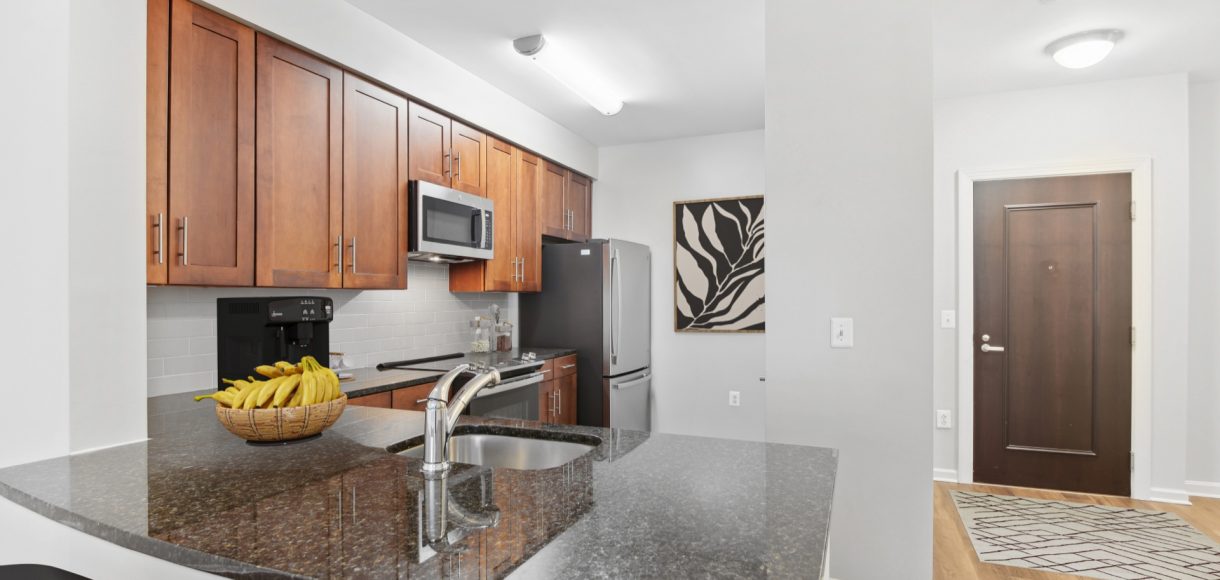 Renovated kitchen radiating sophfistication